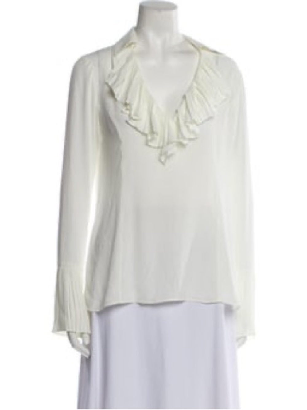 Alexis Cream Ruffle V-Neck Long Sleeve Blouse